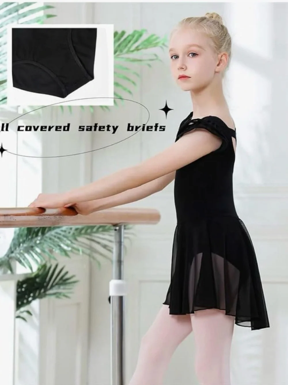 Black Chiffon Ballet Dress for Girls - Kids Dance Costume
